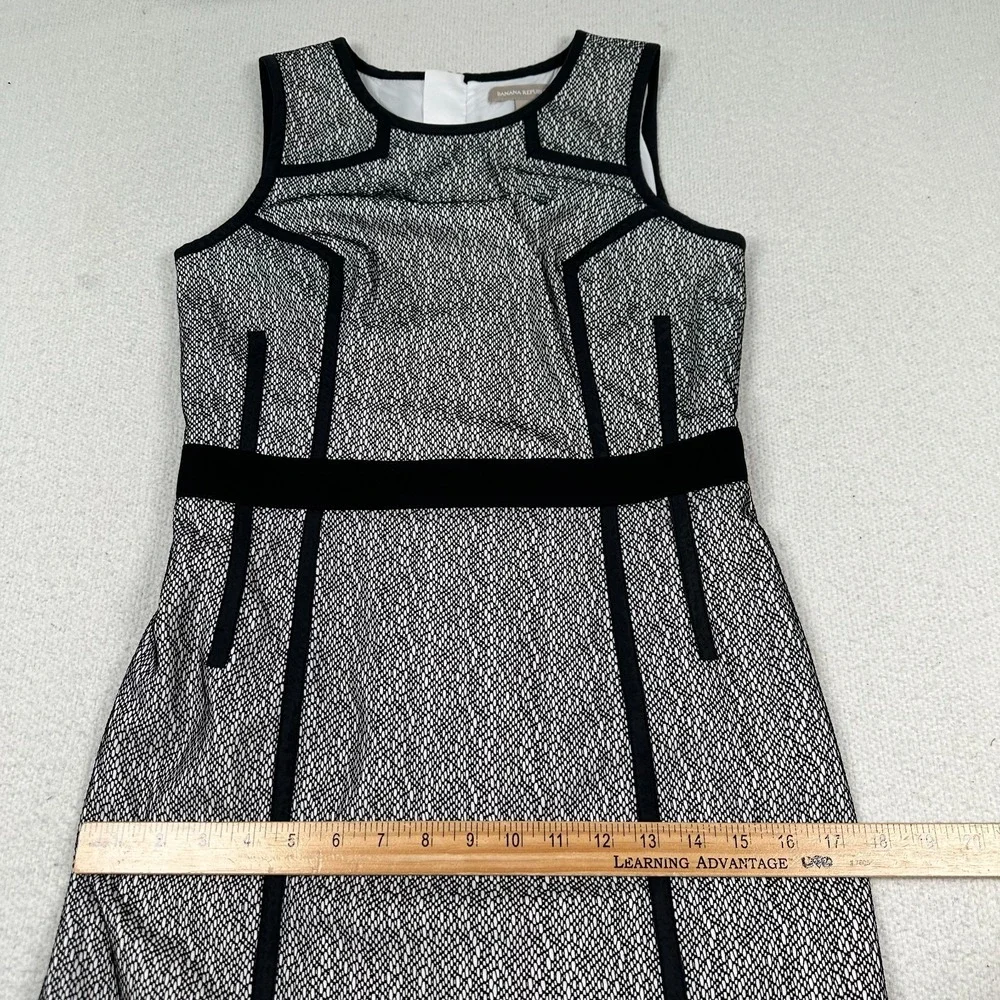 Banana Republic Pencil Dress‎ Sz 8 Lace Overlay Sleeveless Black White Career